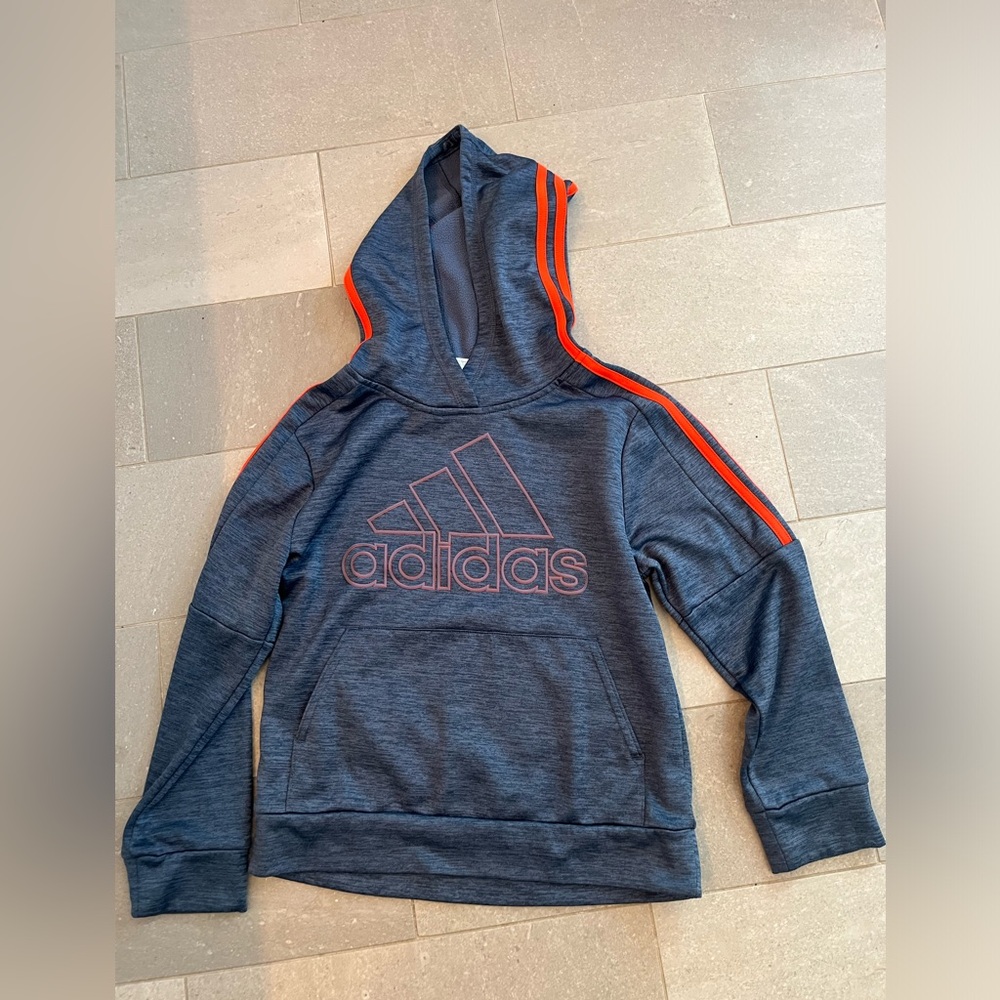 Adidas Boys Blue/Orange Hoodie Sweatshirt. Size Small, won only a few times